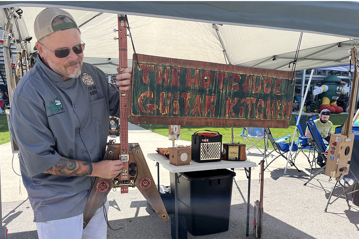 hot sauce guitar kitchen vendor booth at the ohio eggfest columbus ohio fortress obetz