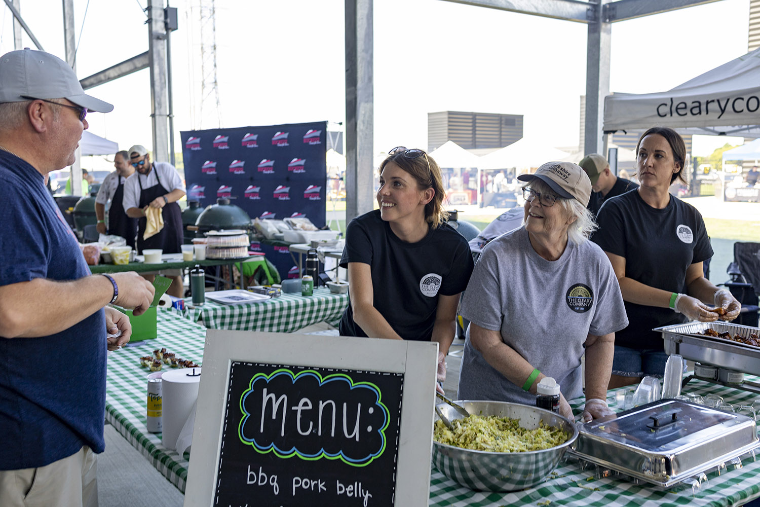 team cleary company handing out food samples at the ohio eggfest