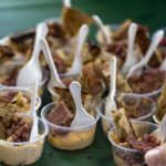 the ohio eggfest big green egg grilling festival reuben sample with mac and cheese in a cup
